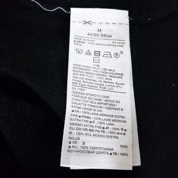 Banana Republic Merino Wool Sweater Womens M Black Half Sleeves Minimalist - Picture 9 of 10